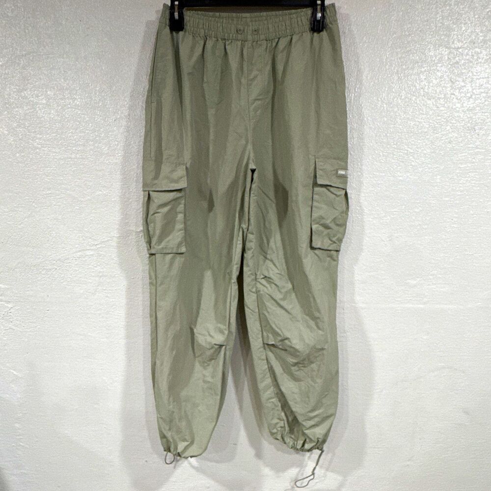 Pink Soda Sport Beige Cargo Pants Womens M Elastic Waist Pockets
